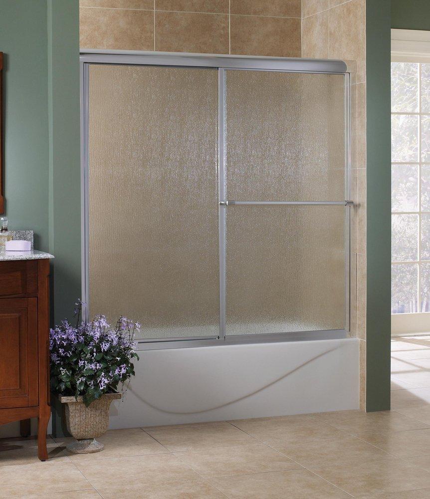 Foremost Industries Silver 60 x 58 x 0.75 in. Framed Sliding Tub Door with Rain Glass 