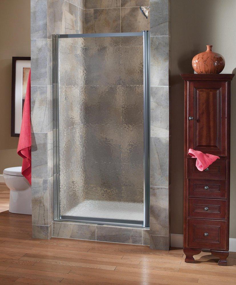 Foremost Industries Silver 33 x 65 x 0.25 in. Framed Pivot Shower Door with Obscure Glass 