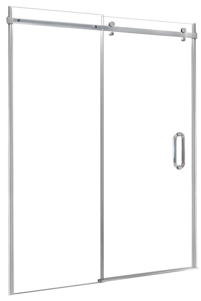 Foremost Industries Silver 60 x 76 x 0.375 in. Frameless Roller Shower Door with Clear Glass 