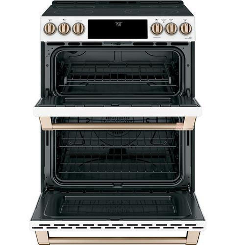 Cafe™ Matte White 29-7/8 in. Electric 5-Burner Radiant Smoothtop Slide-in Range 