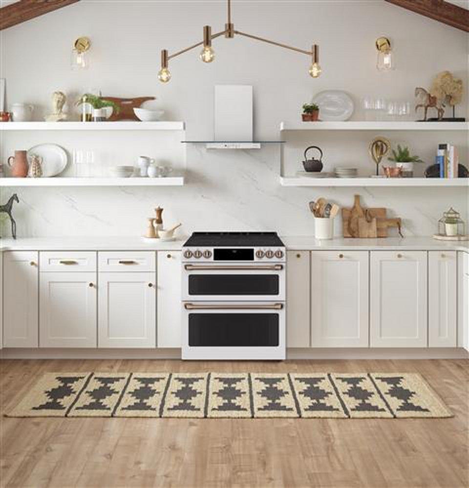 GE Caf&eacute; Matte White 29-7/8 in. Electric 5-Burner Radiant Smoothtop Slide-in Range 