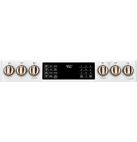 GE Caf&eacute; Matte White 29-7/8 in. Electric 5-Burner Induction Slide-in Range 