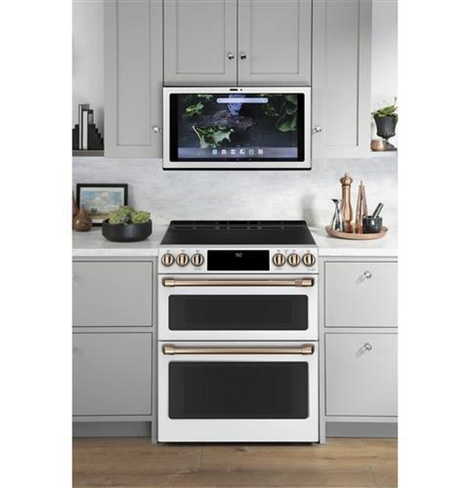 GE Caf&eacute; Matte White 29-7/8 in. Electric 5-Burner Induction Slide-in Range 