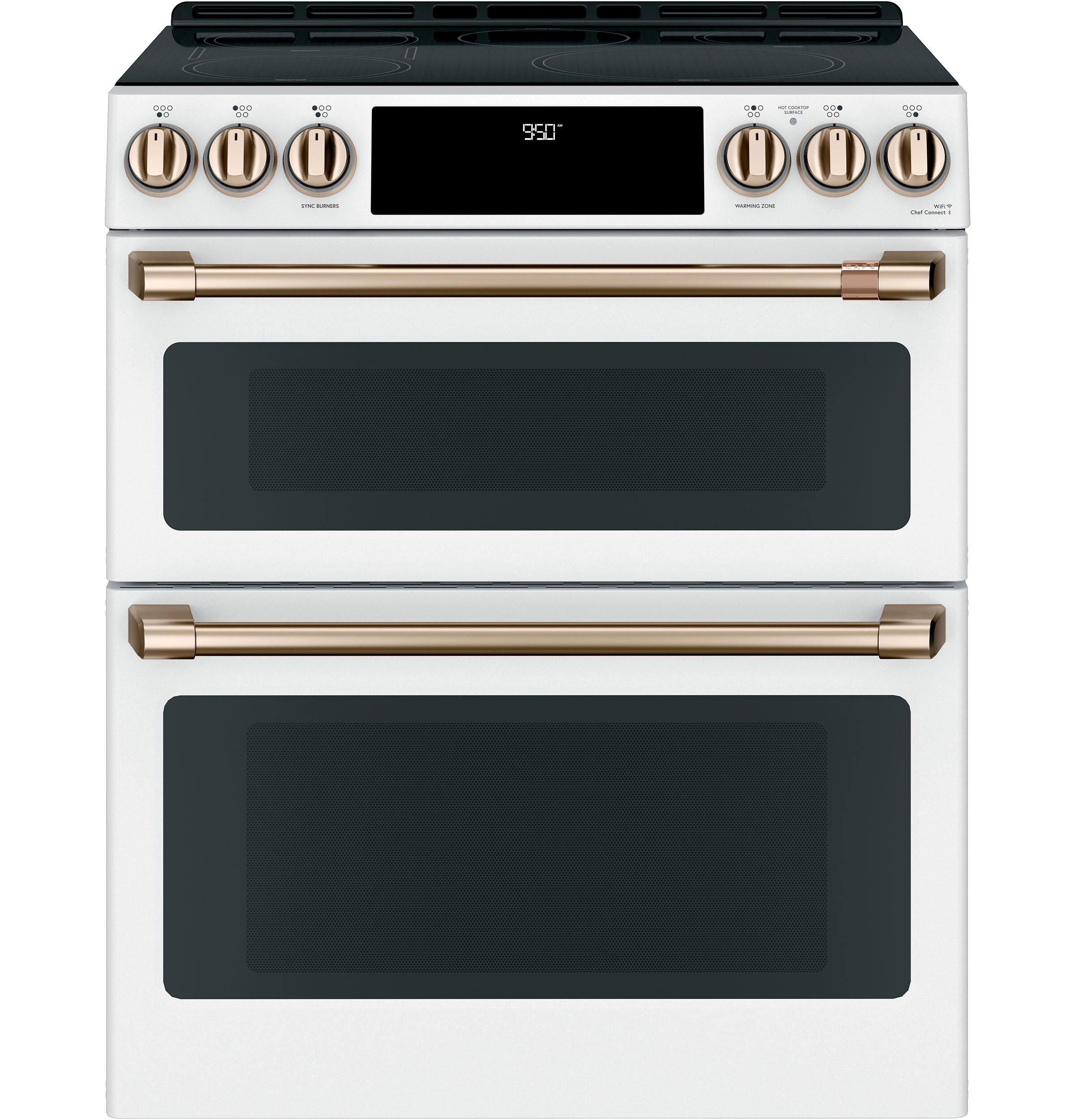GE Caf&eacute; Matte White 29-7/8 in. Electric 5-Burner Induction Slide-in Range 