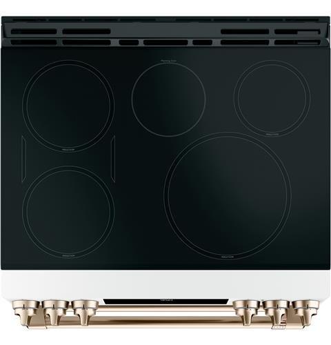 GE Caf&eacute; Matte White 29-7/8 in. Electric 5-Burner Induction Slide-in Range 
