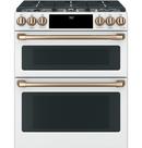 GE Caf&eacute; Matte White 29-7/8 in. Dual Fuel 6-Burner Sealed Slide-in Range 