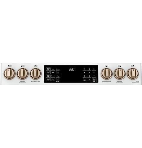 GE Caf&eacute; Matte White 29-7/8 in. Dual Fuel 6-Burner Sealed Slide-in Range 