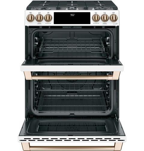 GE Caf&eacute; Matte White 29-7/8 in. Dual Fuel 6-Burner Sealed Slide-in Range 