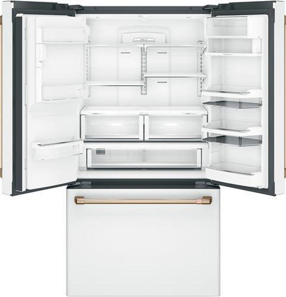 Cafe&trade; Matte White 35-3/4 in. 14.92 cu. ft. Counter Depth and French Door Refrigerator 