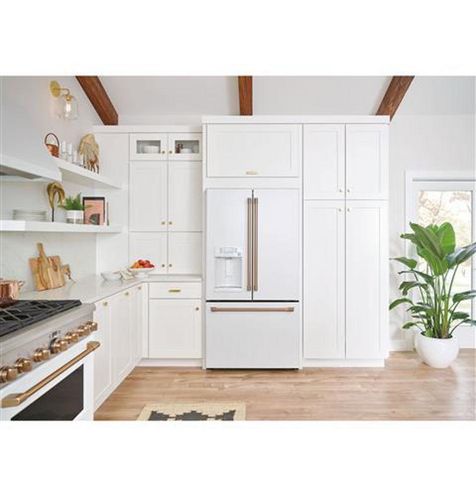 Cafe&trade; Matte White 35-3/4 in. 14.92 cu. ft. Counter Depth and French Door Refrigerator 