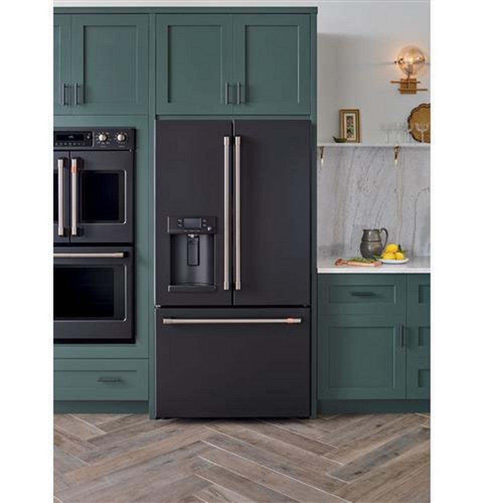Cafe™ Matte Black 35-3/4 in. 14.92 cu. ft. Counter Depth and French Door Refrigerator 