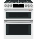 Cafe™ Matte White 29-7/8 in. Gas 6-Burner Sealed Slide-in Range 