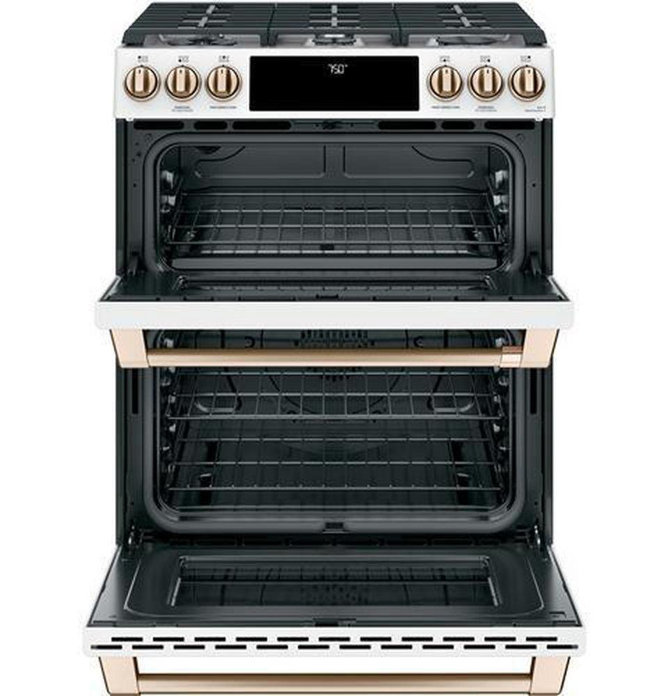 Cafe™ Matte White 29-7/8 in. Gas 6-Burner Sealed Slide-in Range 