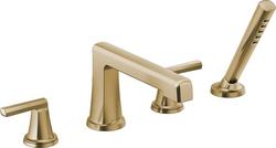 Two Handle Roman Tub Faucet with Hand Shower in Luxe Gold (Trim Only) (Handles Sold Separately)