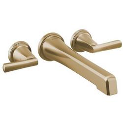 Two Handle Wall Mount Tub Filler in Luxe Gold