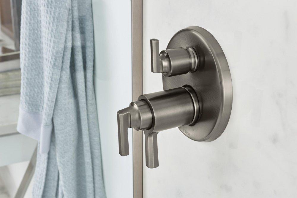 Brizo Luxe Steel Three Handle Bathtub & Shower Faucet (Trim Only) 