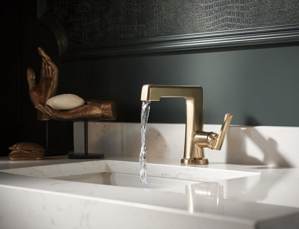 Brizo Brilliance Luxe Gold Single Handle Monoblock Bathroom Sink Faucet Lever Handle 