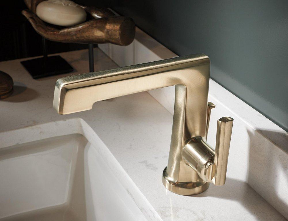 Brizo Brilliance Luxe Gold Single Handle Monoblock Bathroom Sink Faucet Lever Handle 