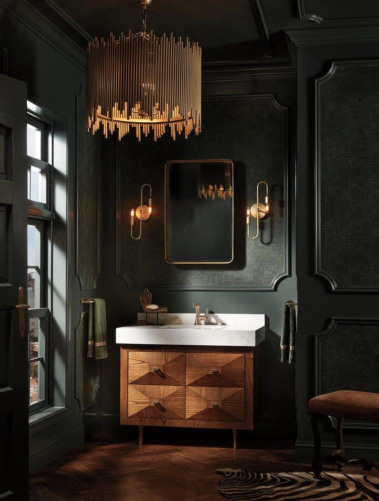 Brizo Luxe Gold Single Handle Monoblock Bathroom Sink Faucet Lever Handle 