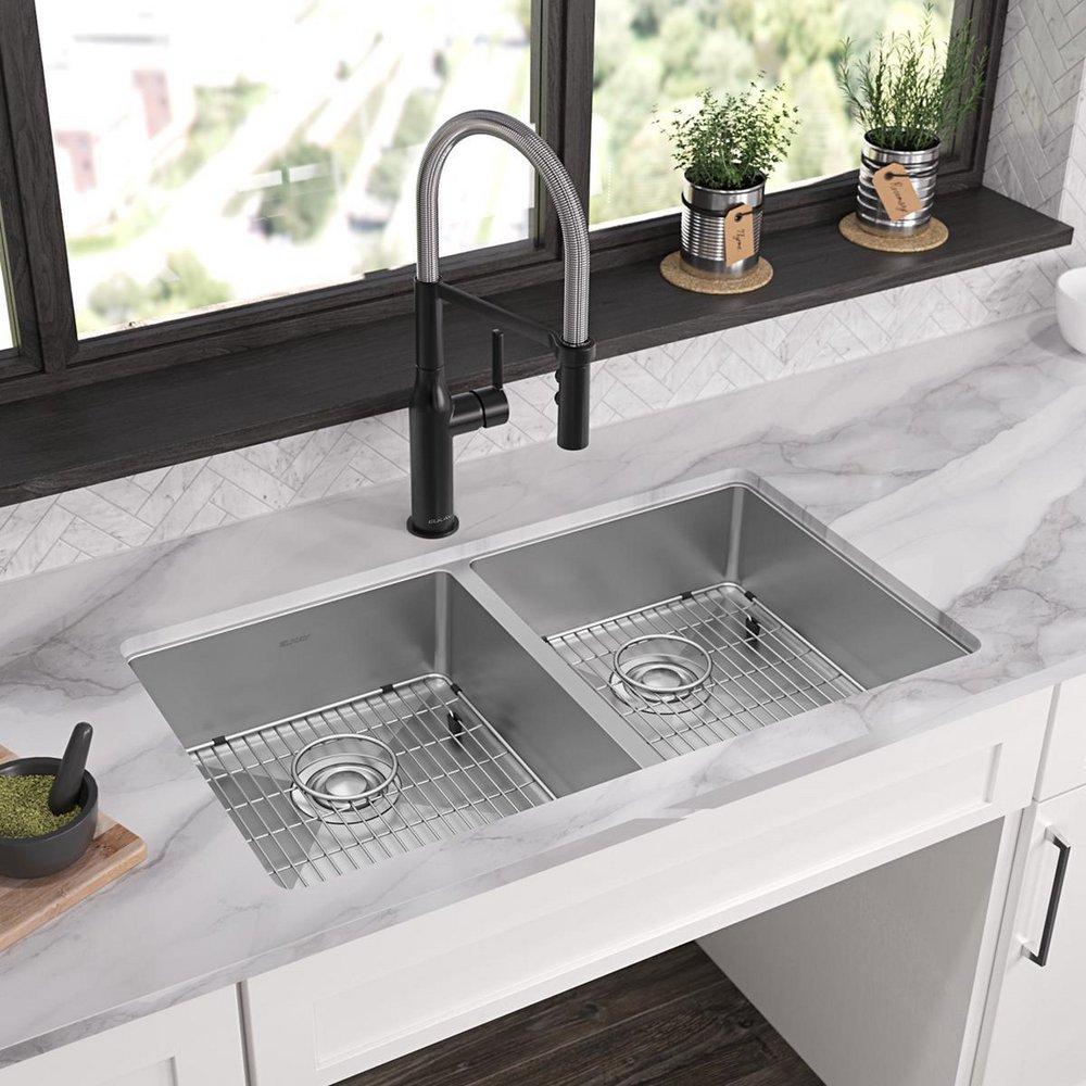 Elkay Polished Satin 33 x 22 in. Stainless Steel Double Bowl Dual Mount Kitchen Sink in Polished Satin 