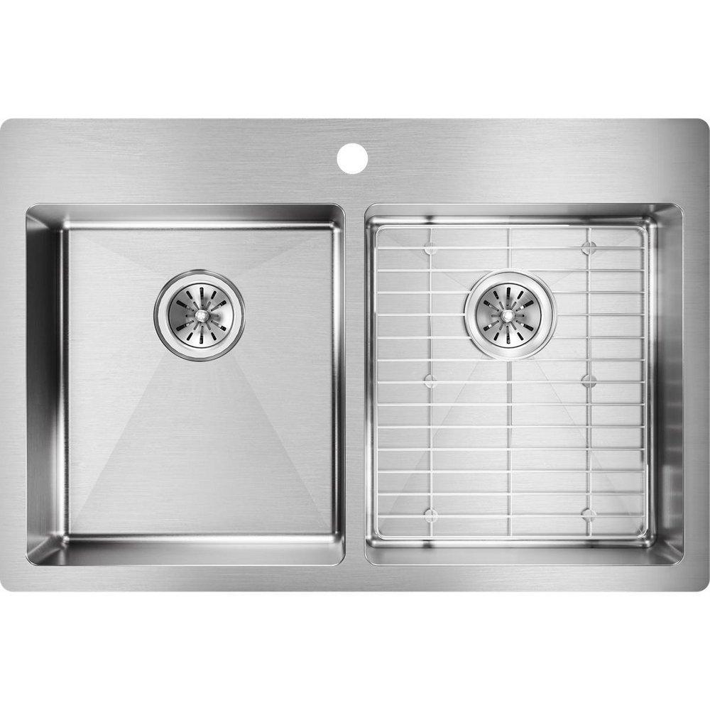 Elkay Polished Satin 33 x 22 in. Stainless Steel Double Bowl Dual Mount Kitchen Sink in Polished Satin 