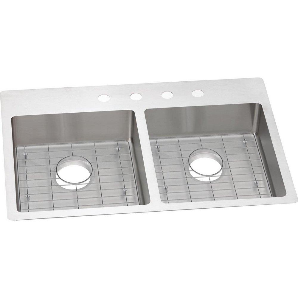 Elkay Polished Satin 33 x 22 in. Stainless Steel Double Bowl Dual Mount Kitchen Sink in Polished Satin 