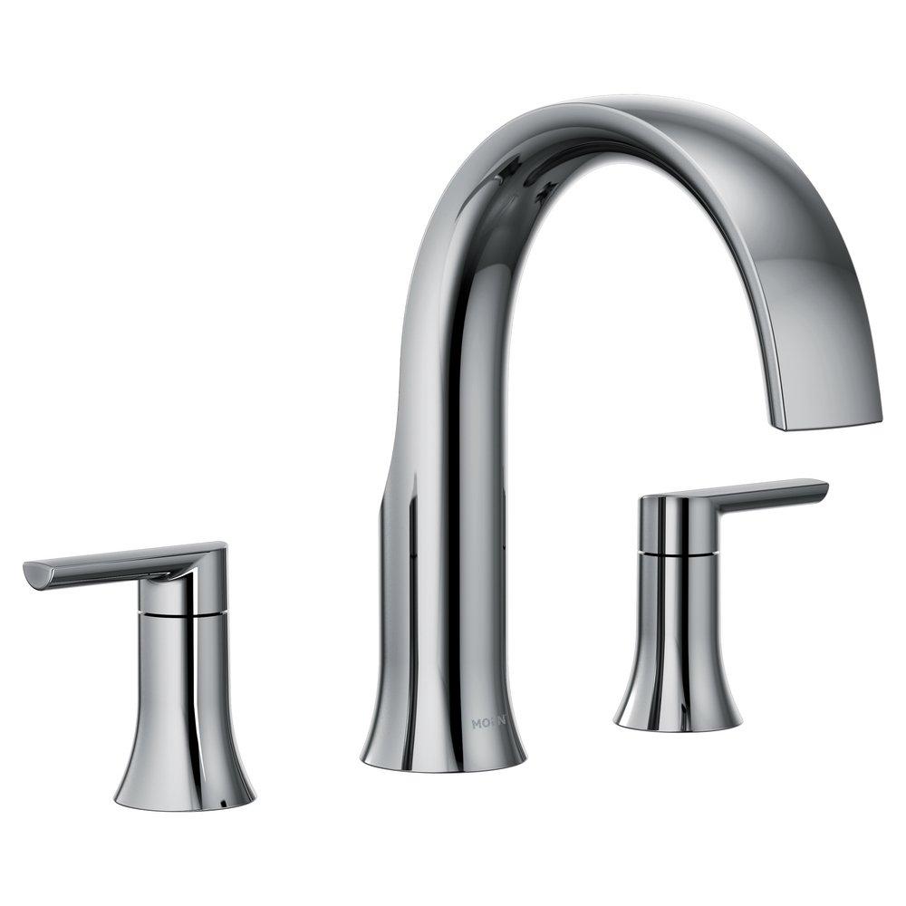 Moen Polished Chrome Double Lever Handle 3 Hole Widespread High Arc Roman Tub Faucet Trim Only 