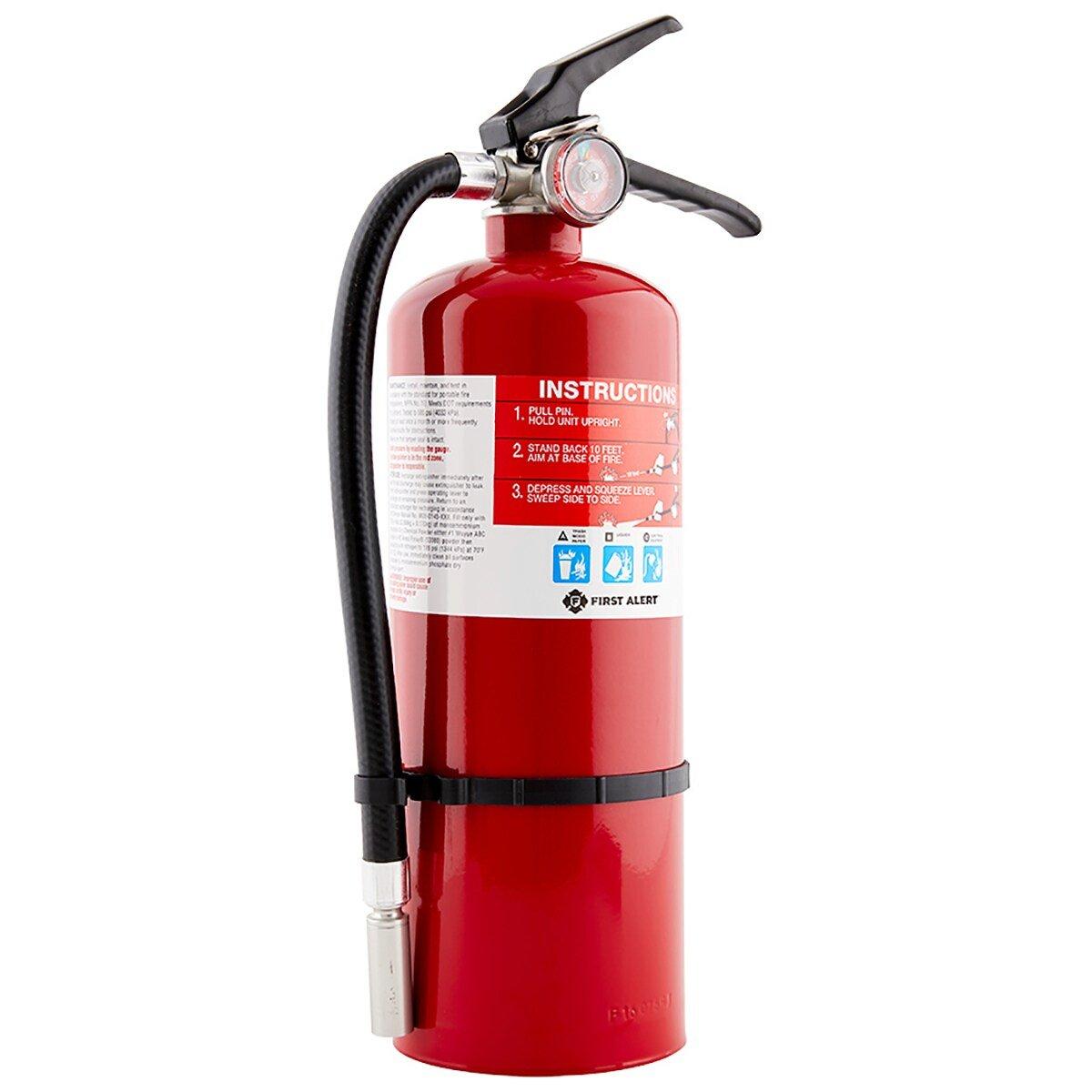First Alert White Dry Powder, Steel and Plastic Fire Extinguisher 