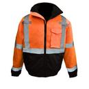 Size XXXL Class-3 Waterproof Jacket with Quilted Liner in Hi-Viz Orange