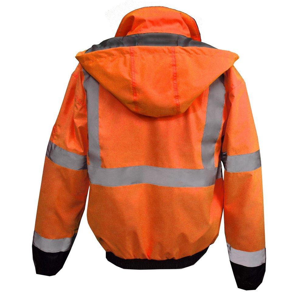 Size XXXL Class-3 Waterproof Jacket with Quilted Liner in Hi-Viz Orange 