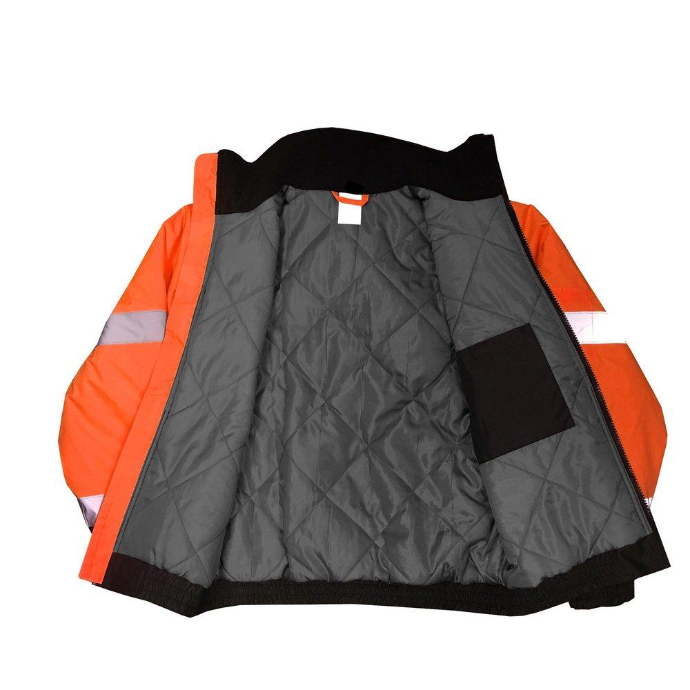 Size XXXL Class-3 Waterproof Jacket with Quilted Liner in Hi-Viz Orange 