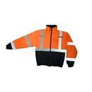 Size XXXL Class-3 Waterproof Jacket with Quilted Liner in Hi-Viz Orange 