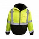 XXXL Size Class-3 Polyester, Oxford Polyester and 300D Weather Proof Bomber Jacket with Quilted Built-in Liner in Hi-Viz Green 