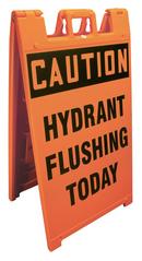 45 x 25 in. Caution Hydrant Flushing Today Sign in Orange