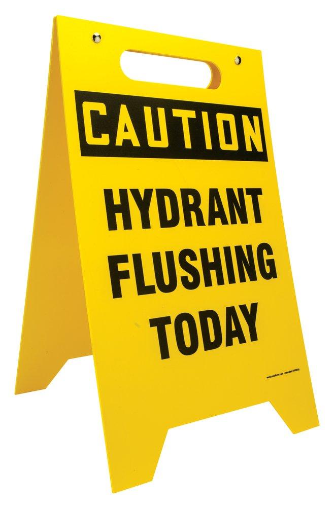 Accuform Signs Yellow 12 in. Polyethylene Caution Hydrant Flushing Today Sign 