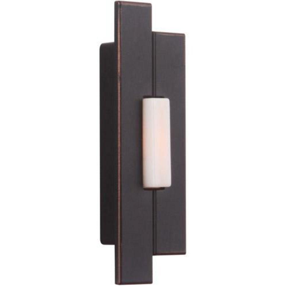 Surface Mount Aysmmetrical Doorbell Button in Aged Bronze Textured 