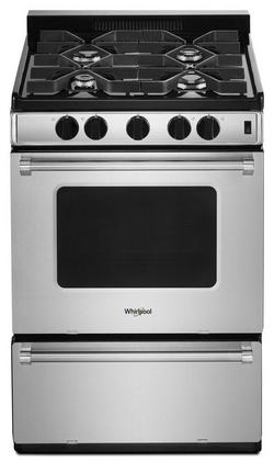 24 in. Gas 4-Burner Sealed Freestanding Range in Heritage Stainless Steel