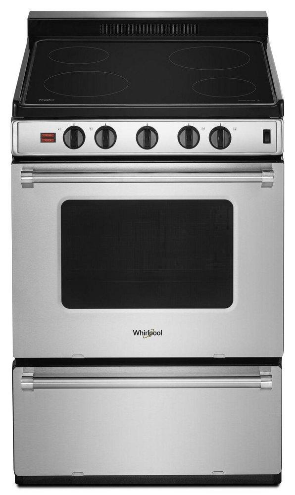Whirlpool Stainless Steel 24 in. Electric 4-Burner Smoothtop Freestanding Range 