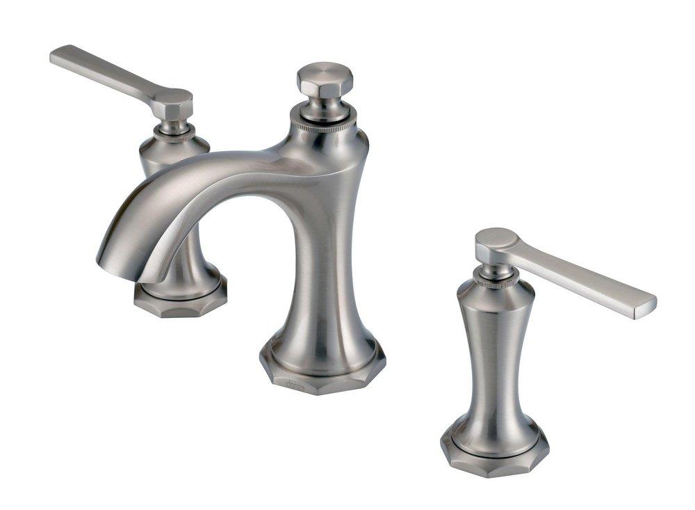 Gerber Plumbing Brushed Nickel Two Handle Widespread Bathroom Sink Faucet Lever Handle 