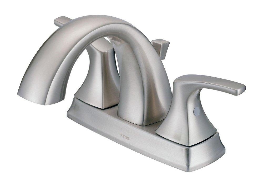 Gerber Plumbing Brushed Nickel Two Handle Centerset Bathroom Sink Faucet Lever Handle 