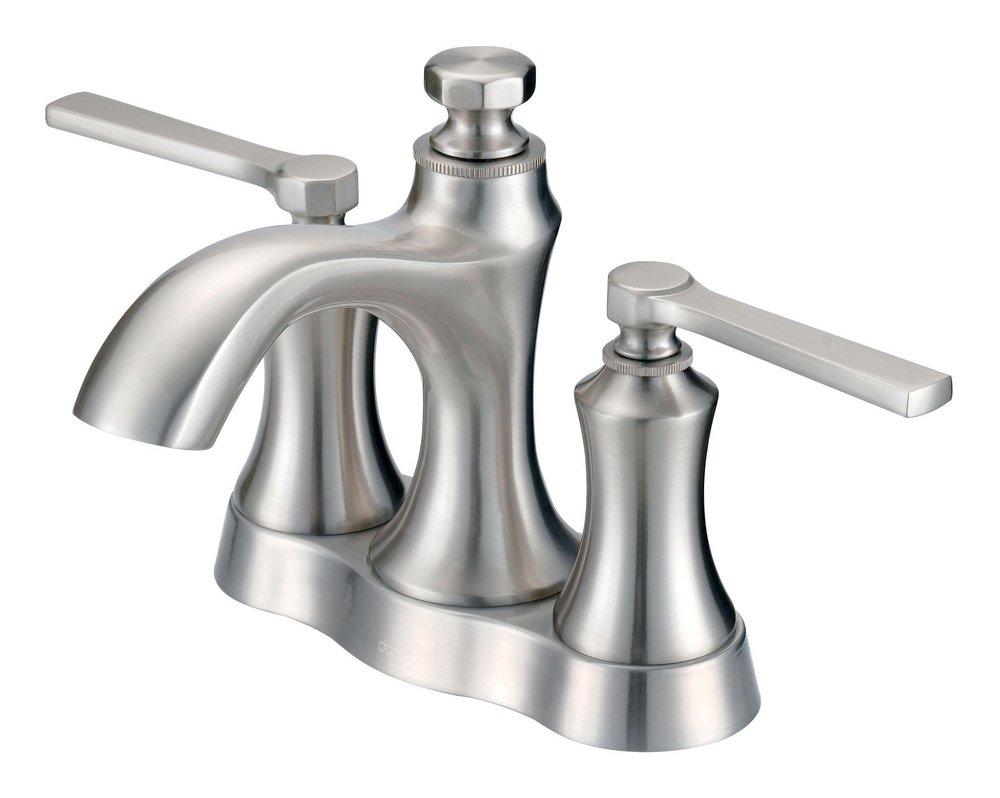 Gerber Plumbing Brushed Nickel Two Handle Centerset Bathroom Sink Faucet Lever Handle 
