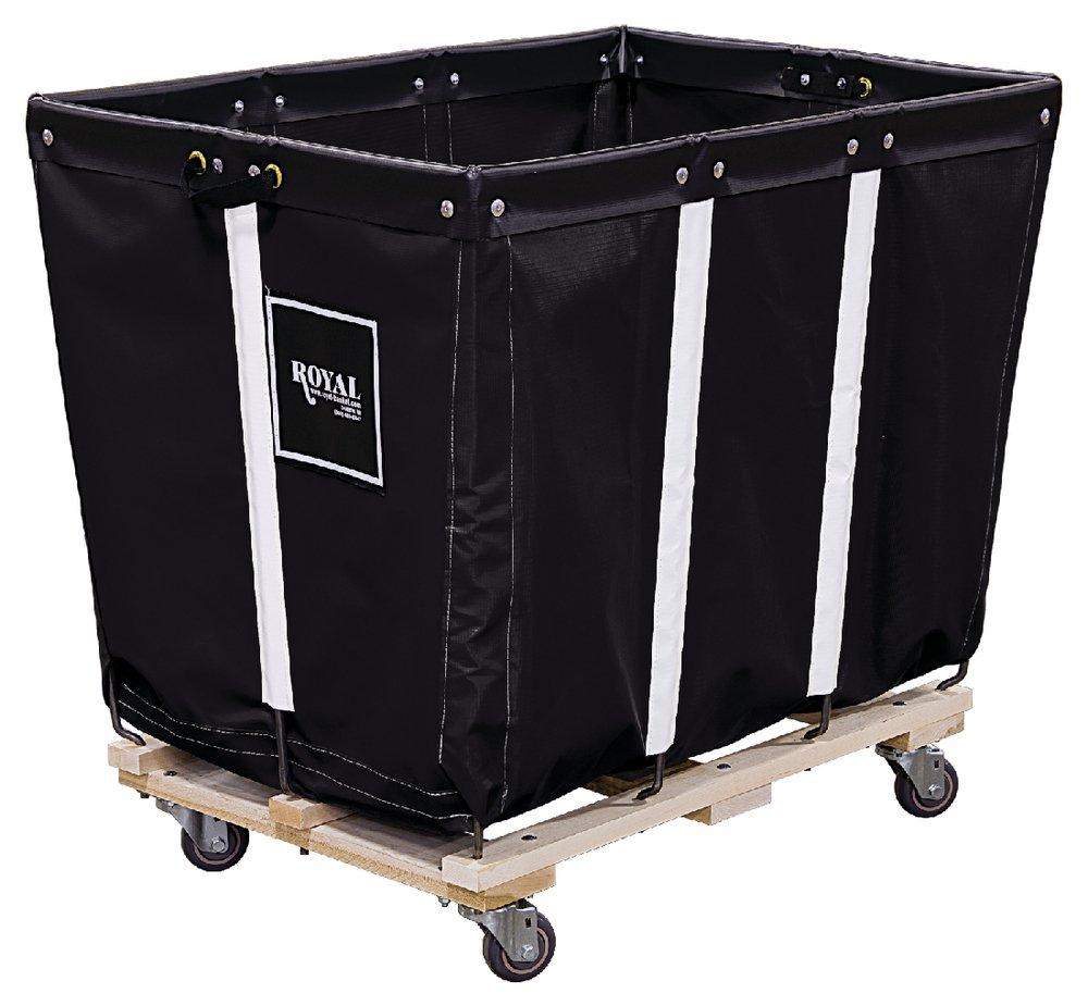 Royal Basket Trucks Black Steel and Vinyl Permanent Liner Basket Truck with Wood Base 