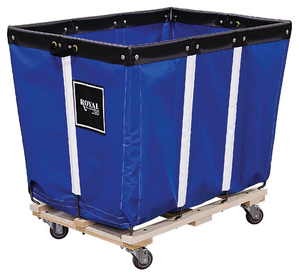 Royal Basket Trucks Blue Steel and Vinyl Permanent Liner Basket Truck with Wood Base 