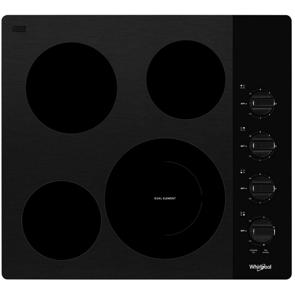 Whirlpool Black 24 in. Smoothtop 4-Burner Electric Cooktop 