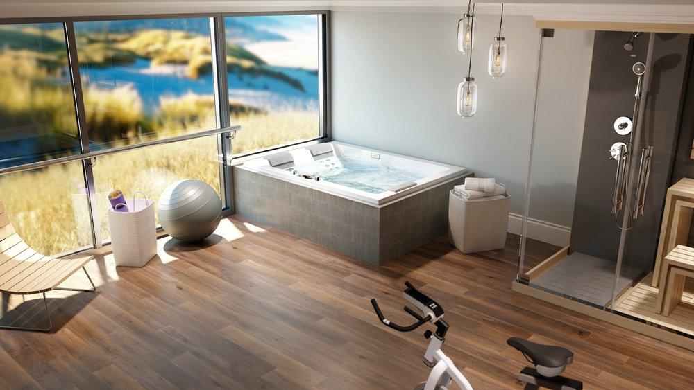 JACUZZI&reg; White 79 x 59 in. Whirlpool Drop-In Bathtub with Center Drain 