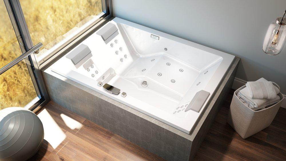 JACUZZI&reg; White 79 x 59 in. Whirlpool Drop-In Bathtub with Center Drain 