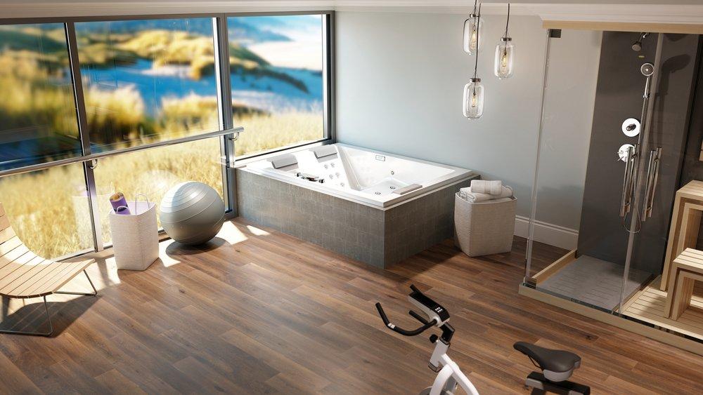 JACUZZI&reg; White 79 x 59 in. Whirlpool Drop-In Bathtub with Center Drain 