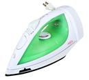 10 in. 3-Way Mid-Size Auto Drip Free Nonstick Soleplate Vertical Full Size Retractable Steam Iron with Green Accent in White