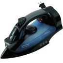 5-1/2 in. 3-Way Auto Drip Free Nonstick Soleplate Vertical Full Size Retractable Steam Iron with LED Light in Black