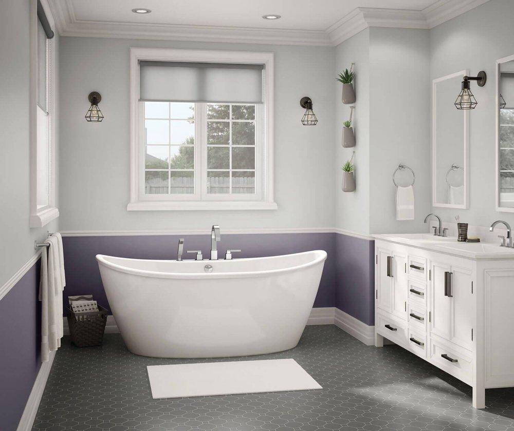 MAAX White 66 x 36 in. Freestanding Bathtub with Rear Center Drain 